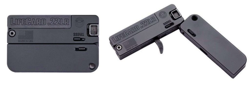 Images of the LifeCard pistol folded and unfolded.