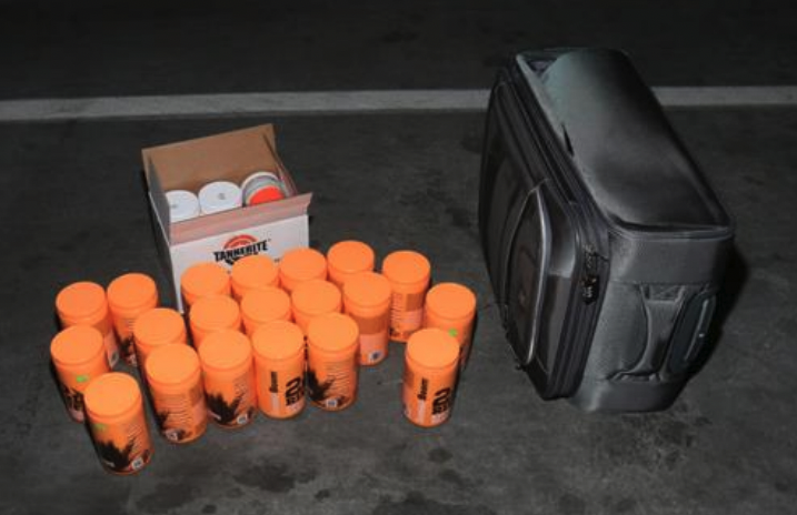 A photo of the exploding targets recovered from the Las Vegas shooter's car.