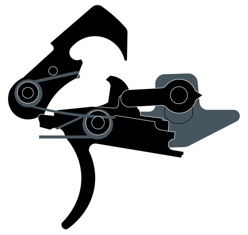 A diagram depicting a binary trigger for an AR-platform weapon.