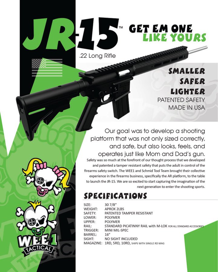 A Wee1 Tactical advertisement for child-sized AR-15s marketed as 