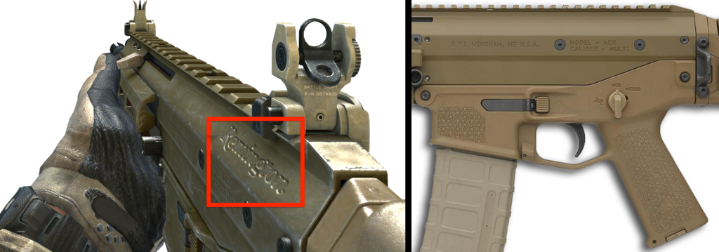 The ACR featured in Call of Duty: Modern Warfare 3 is shown side by side with the real-life ACR.