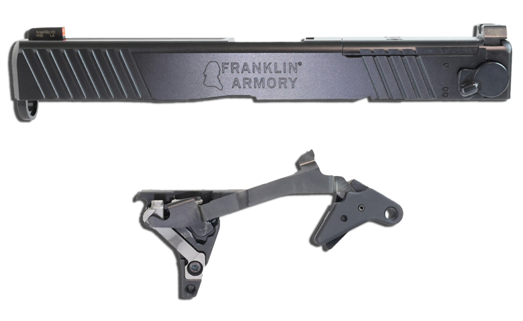 Franklin Armory's G-S173 kit includes a replacement slide and trigger for Glock 17 Gen3 pistols.