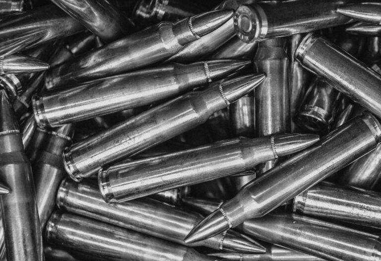 An ammo box full of .223 Remington cartridges.