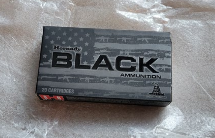 A box of Hornady Black .223 Remington ammunition purchased from Global Ordnance.