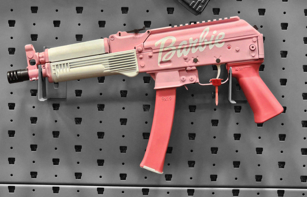 Outlaw Ordnance's Barbie AK on display at the 2024 NRA Annual Meetings & Exhibits in Dallas, Texas.