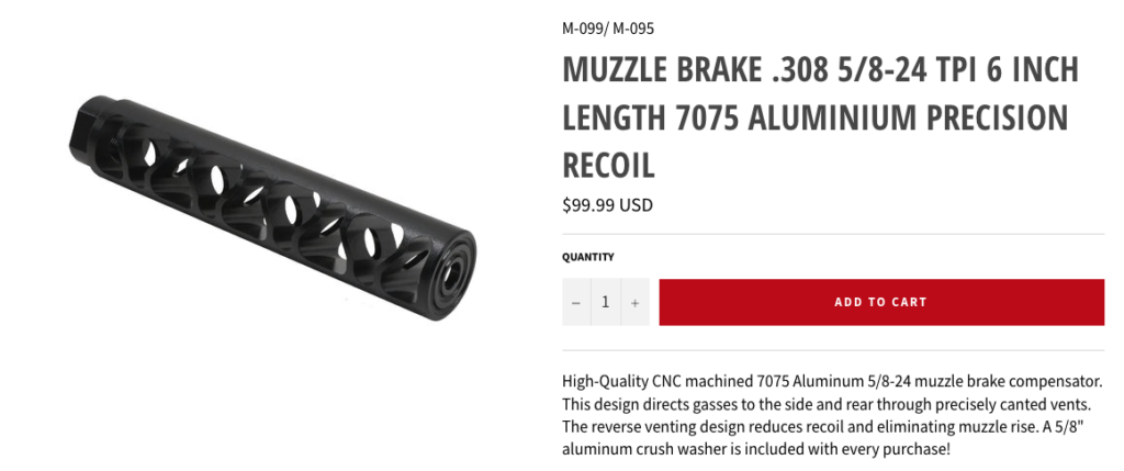 KBC marketed silencer components as “muzzle brakes” on the Lethal Eye website.