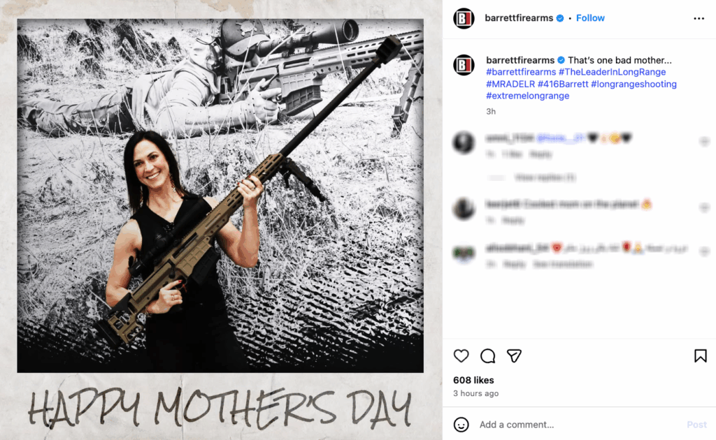 An Instagram post from Barrett Firearms on Mother's Day.