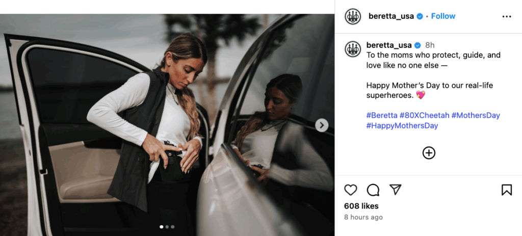 An Instagram post from Beretta on Mother's Day.