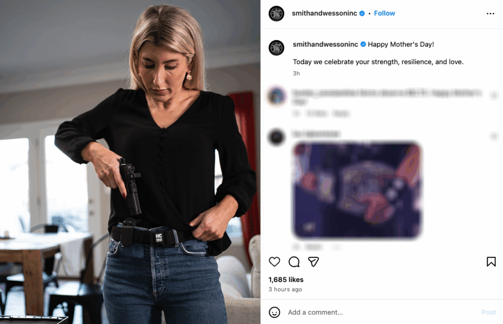 An Instagram post from Smith & Wesson on Mother's Day.