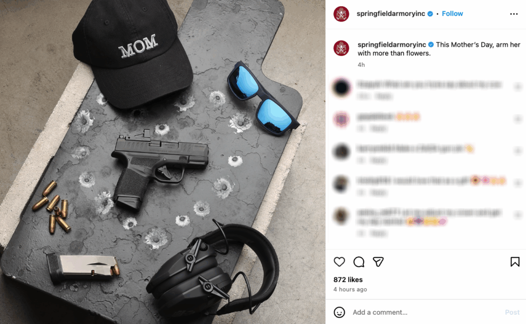 An Instagram post from Springfield Armory on Mother's Day.