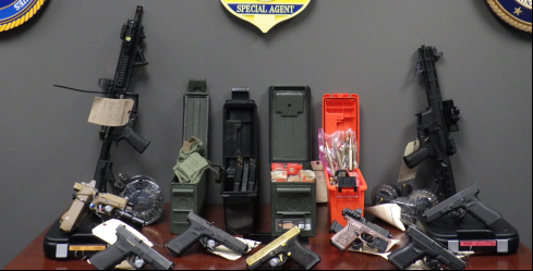 A photo showing some of the firearms and ammunition authorities found at Vasquez’s home.