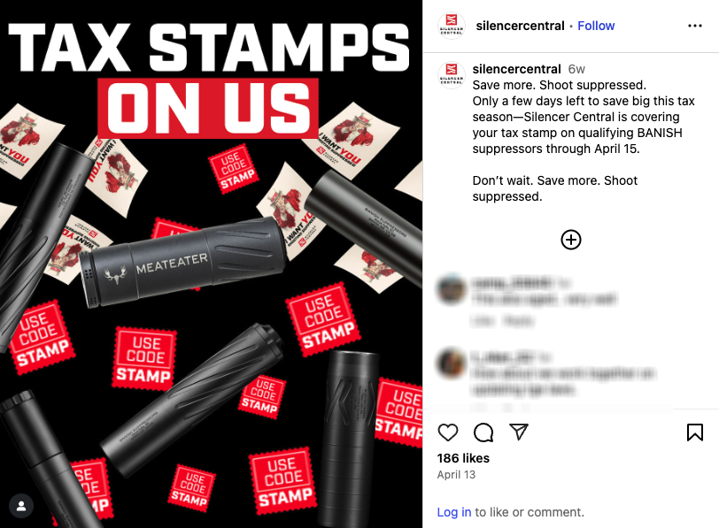 An Instagram post from Silencer Central.