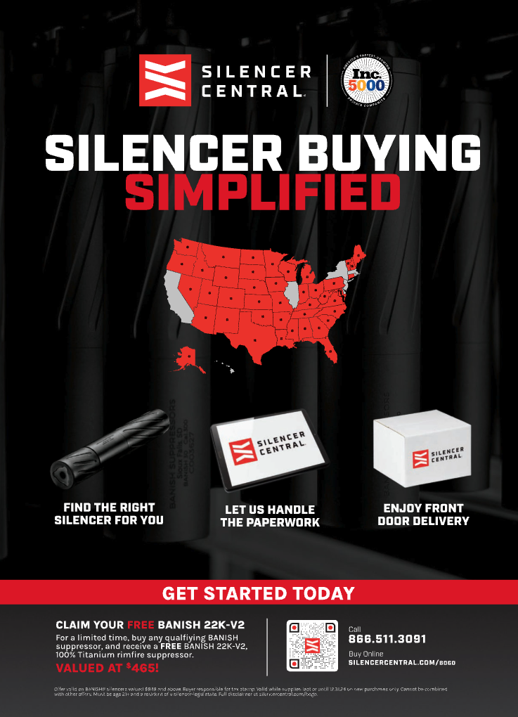 A Silencer Central ad from the December 2024 issue of the NRA’s American Rifleman.