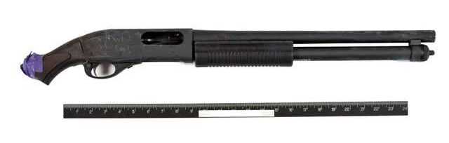 The Washington Navy Yard shooter shortened the barrel and stock
of a Remington 870 shotgun with a saw, making it an NFA weapon. (FBI Photo)