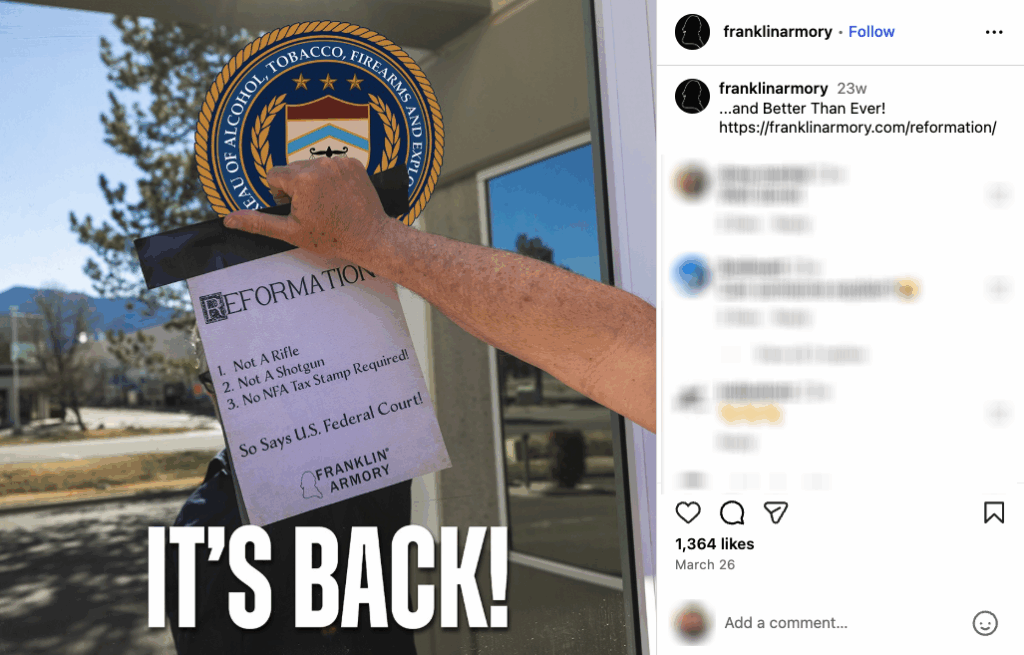 An Instagram post announcing that the Reformation is back.