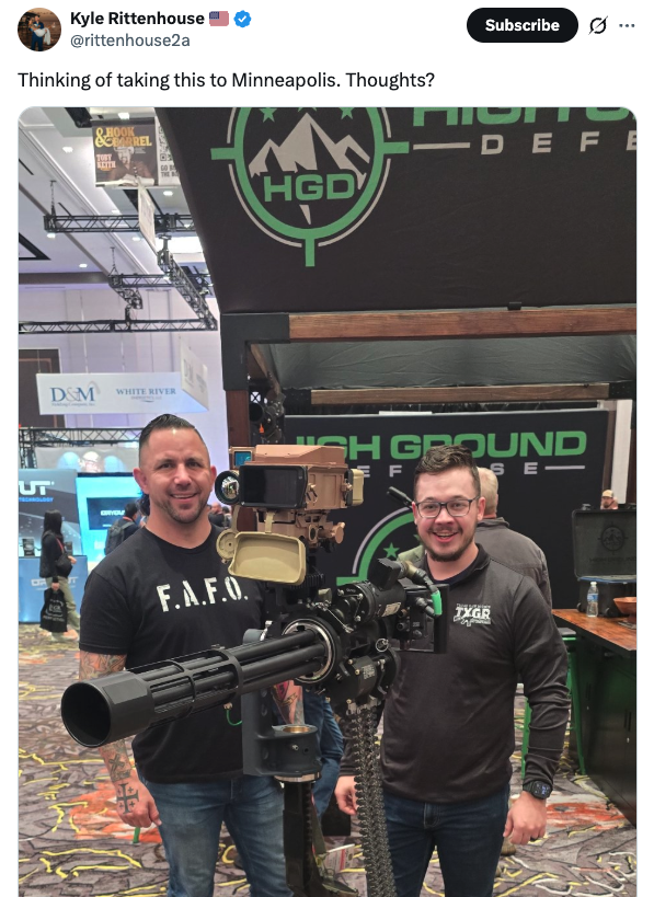 An X post published by Kyle Rittenhouse on January 20.