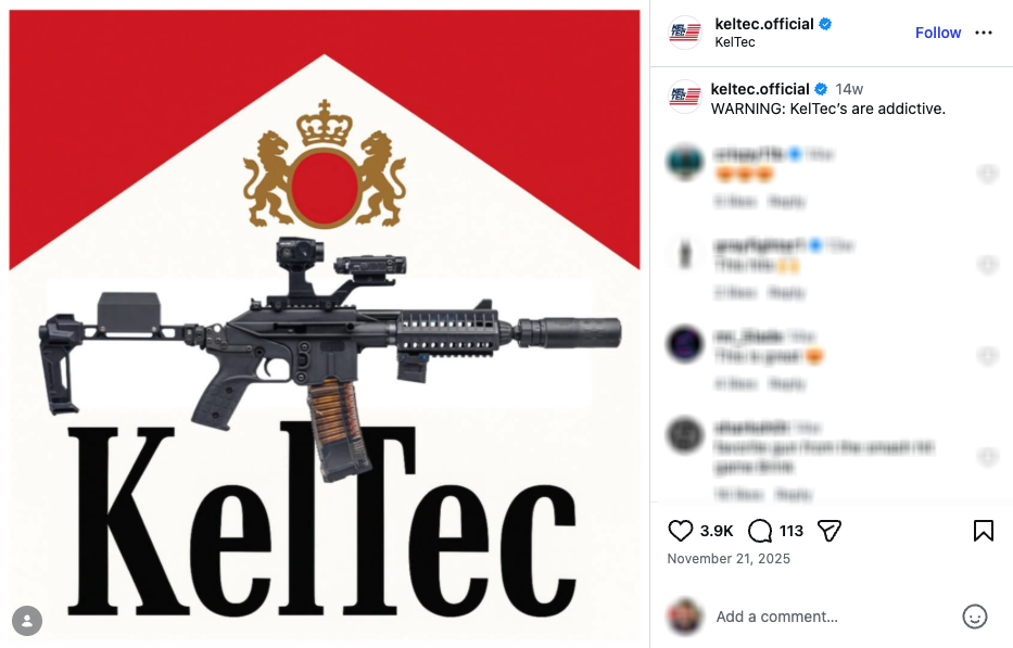 An Instagram post stylized after a pack of cigarettes.