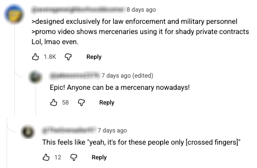 Comments from the KelTec video.