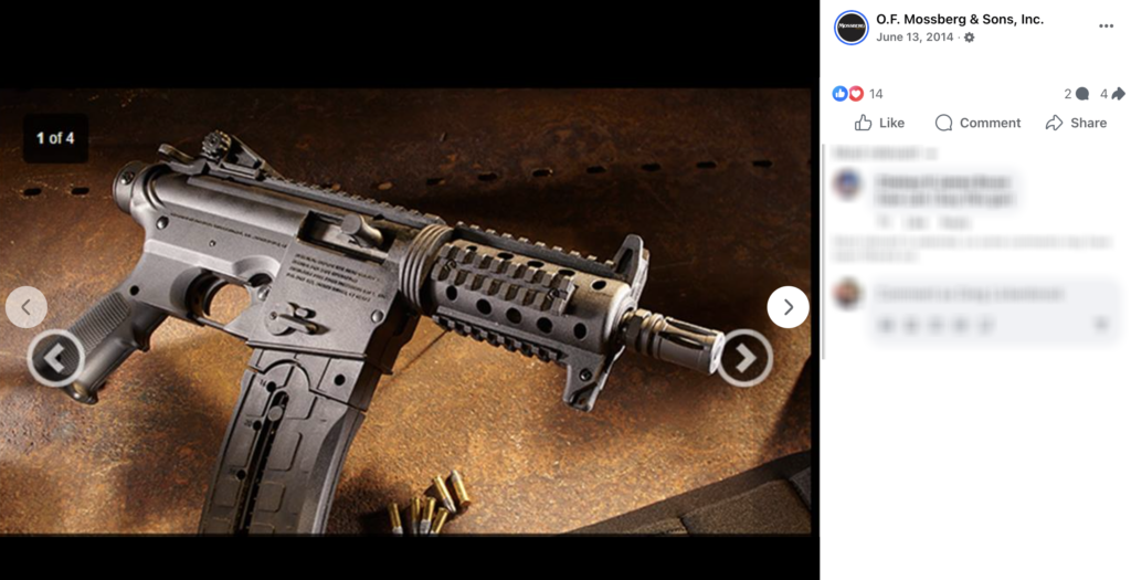 A Facebook post from Mossberg advertising the 715P.
