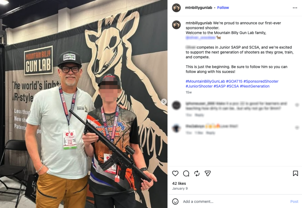Mountain Billy Gun Lab used an Instagram post to announce that it is sponsoring a teen boy as its first competitive shooter.