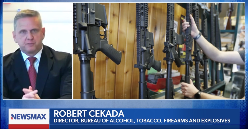 A screenshot of Cekada’s appearance on Newsmax.