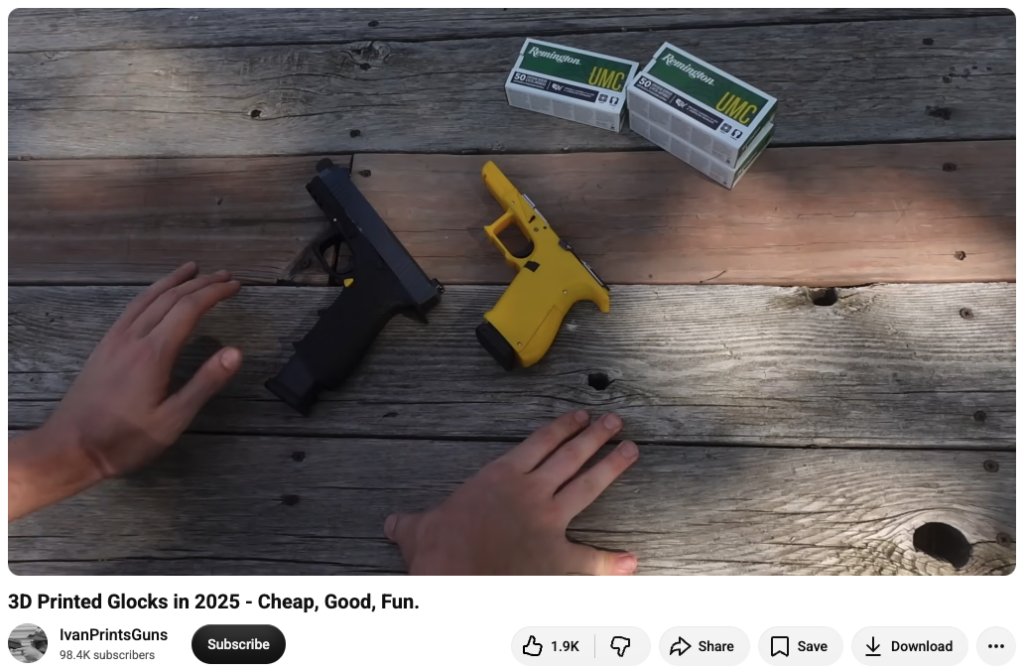 A screenshot of a YouTube video uploaded by John Elik, aka IvanPrintsGuns.