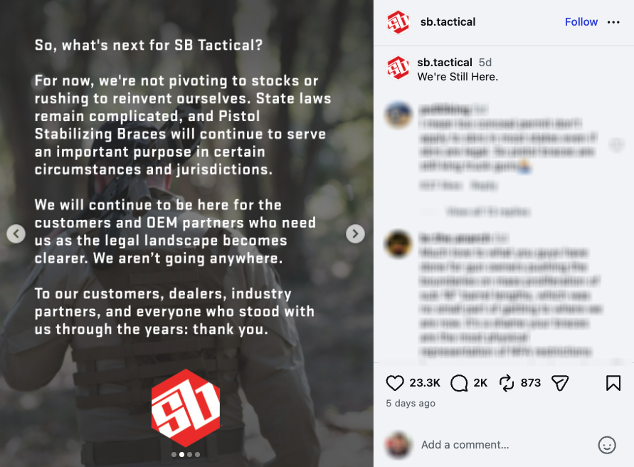 The second part of an Instagram carousel from SB Tactical.