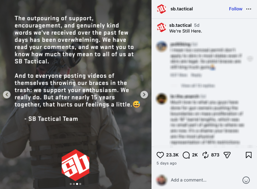The third part of an Instagram carousel from SB Tactical.